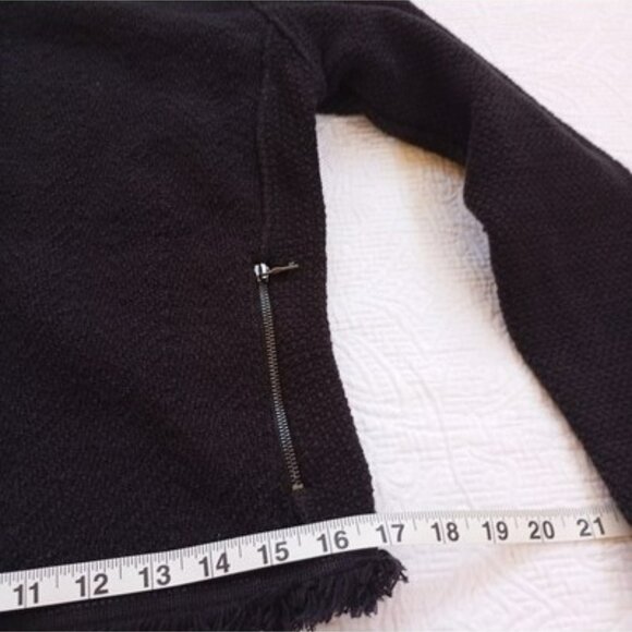 Nic+Zoe Jacket Black Textured Open Front Fringe Trim & Snap Cuff Detail Size XS - Picture 15 of 15